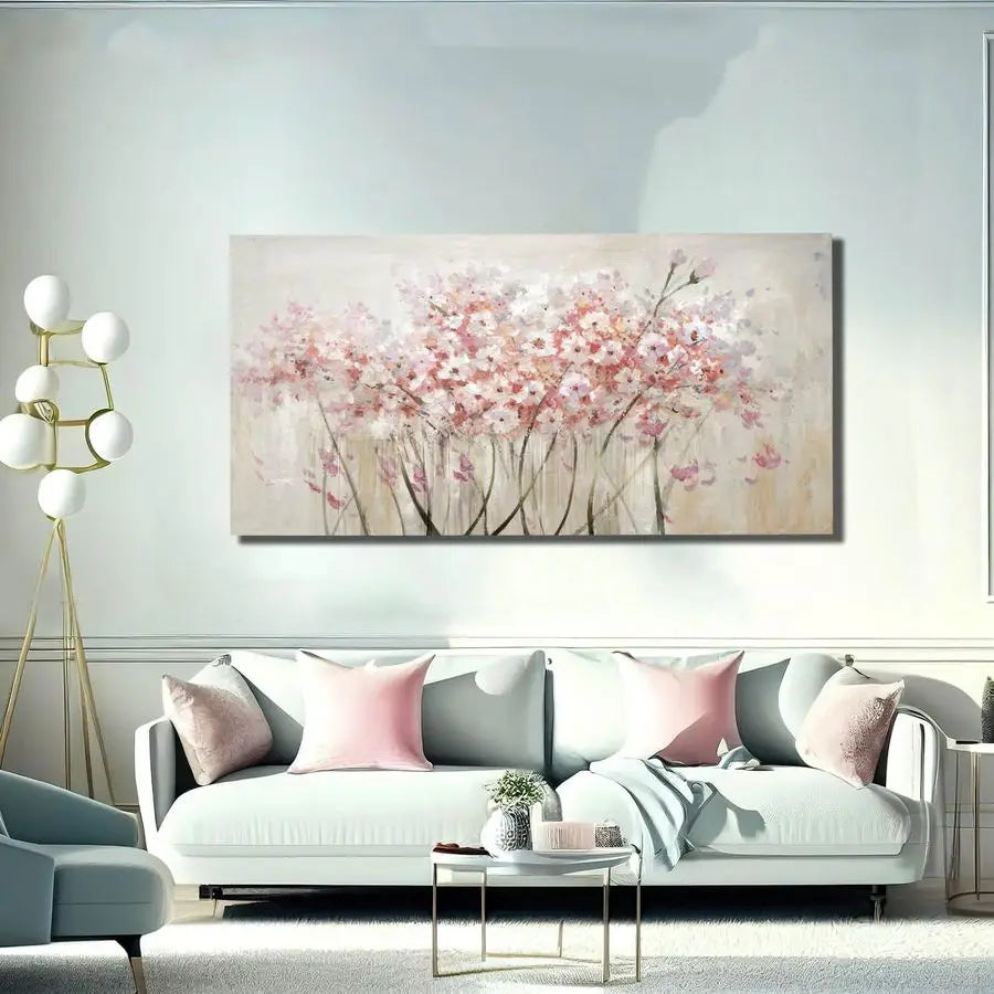 White Floral Oil Painting Canvas Art Wall Decor Modern Botanical Picture Graffiti Wall Art for Bedroom Living Room Kitchen Offic