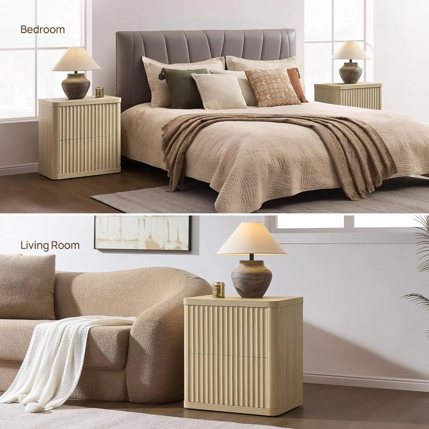 Frame Nightstands Set of 2 Modern Bedside Tables with Drawers
