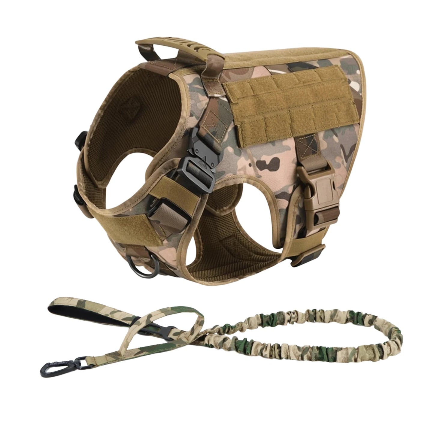 Tactical Dog Harness With Molle Pouches Nylon Padded Breakaway Design