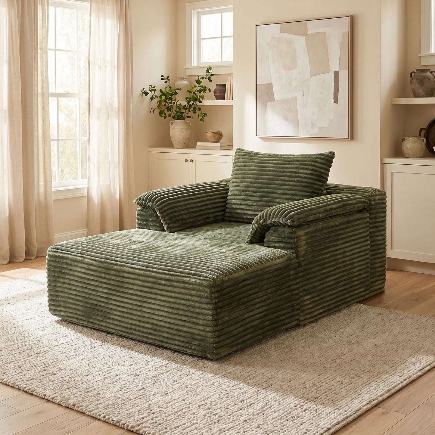 Corduroy Sofa Bed With Armrests And Pillows Reading Chair