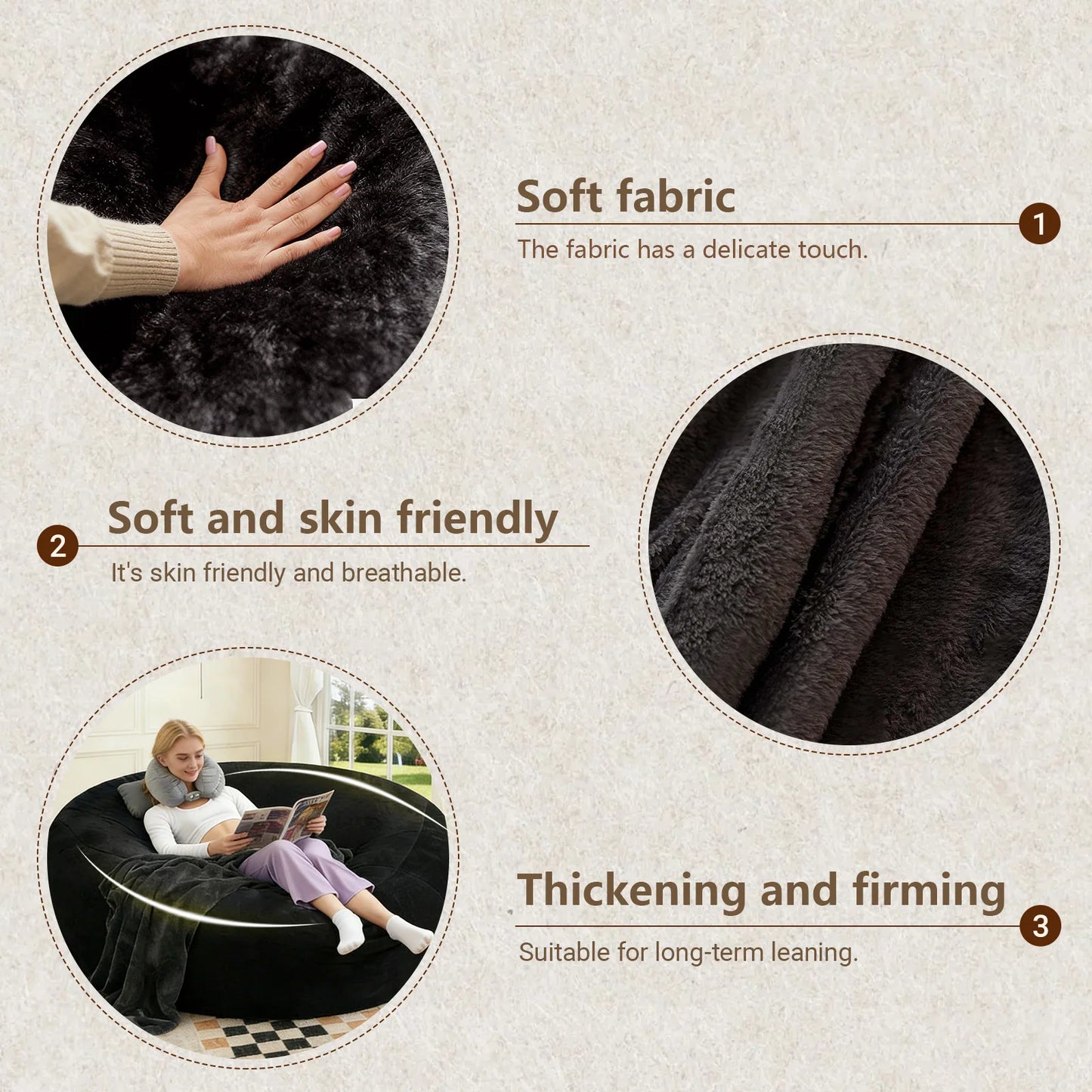 Memory Foam Bean Bag Chair With Washable Flannel Cover