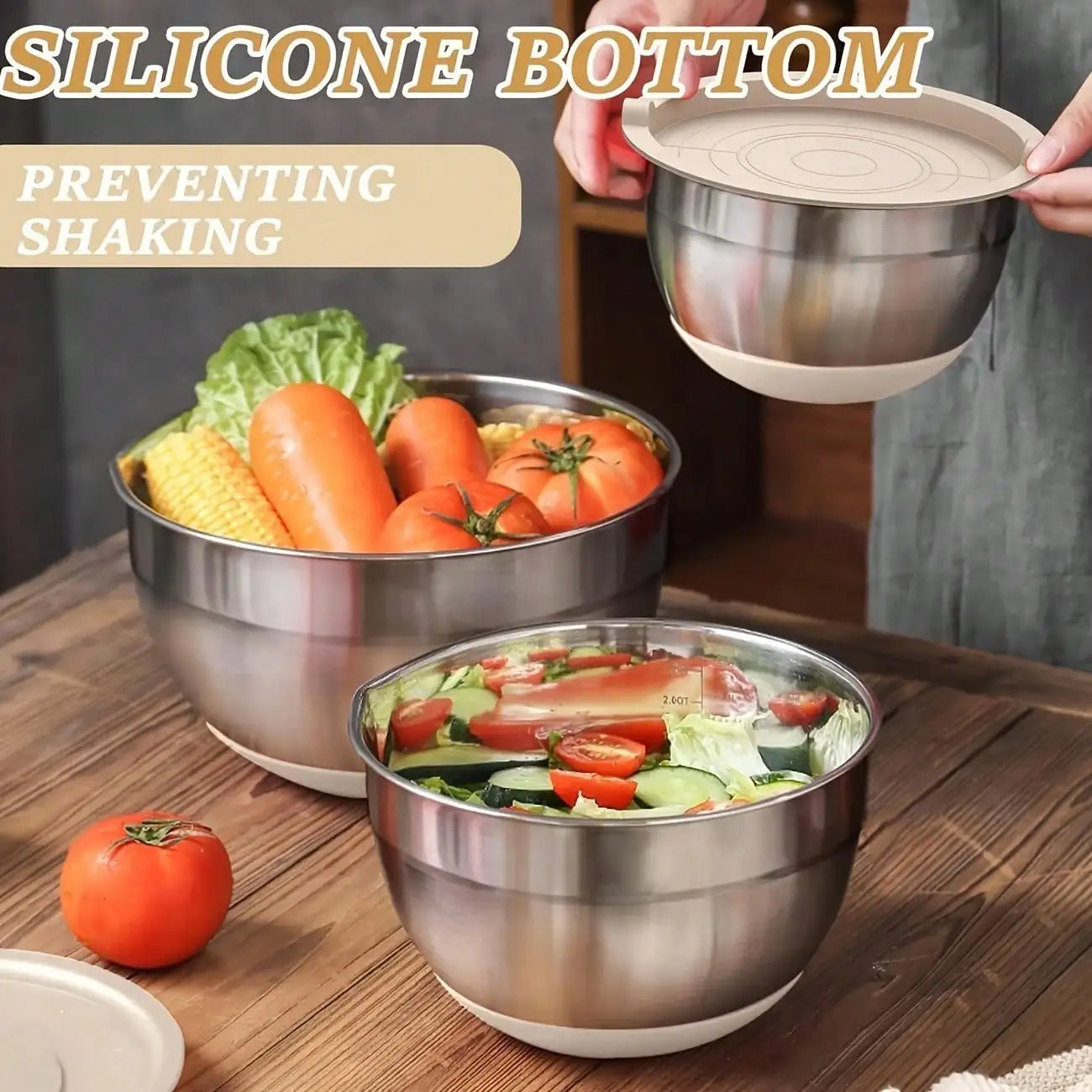 Stainless Steel Mixing Bowls Set With Lids 26 Pieces