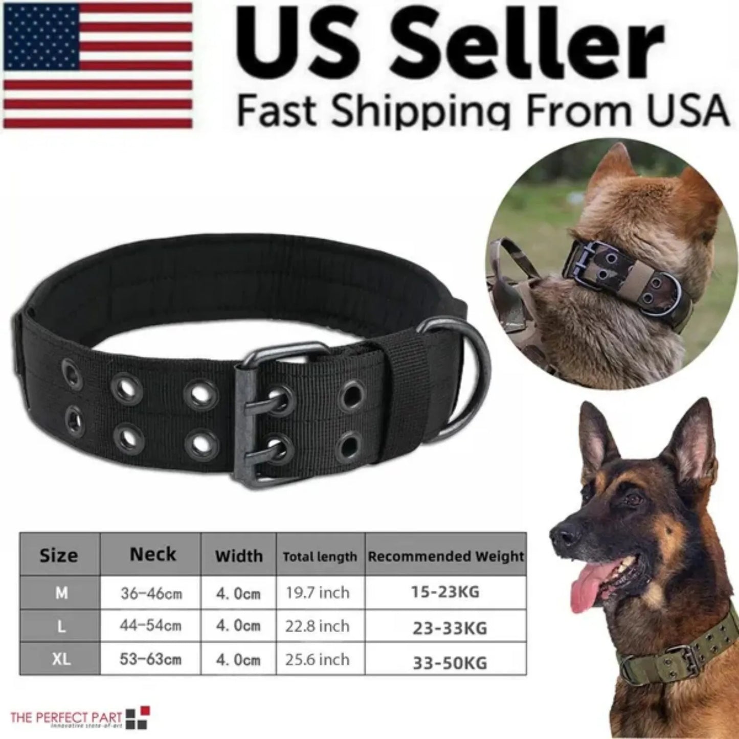 Tactical Nylon Dog Collar With Heavy Duty Metal Buckle