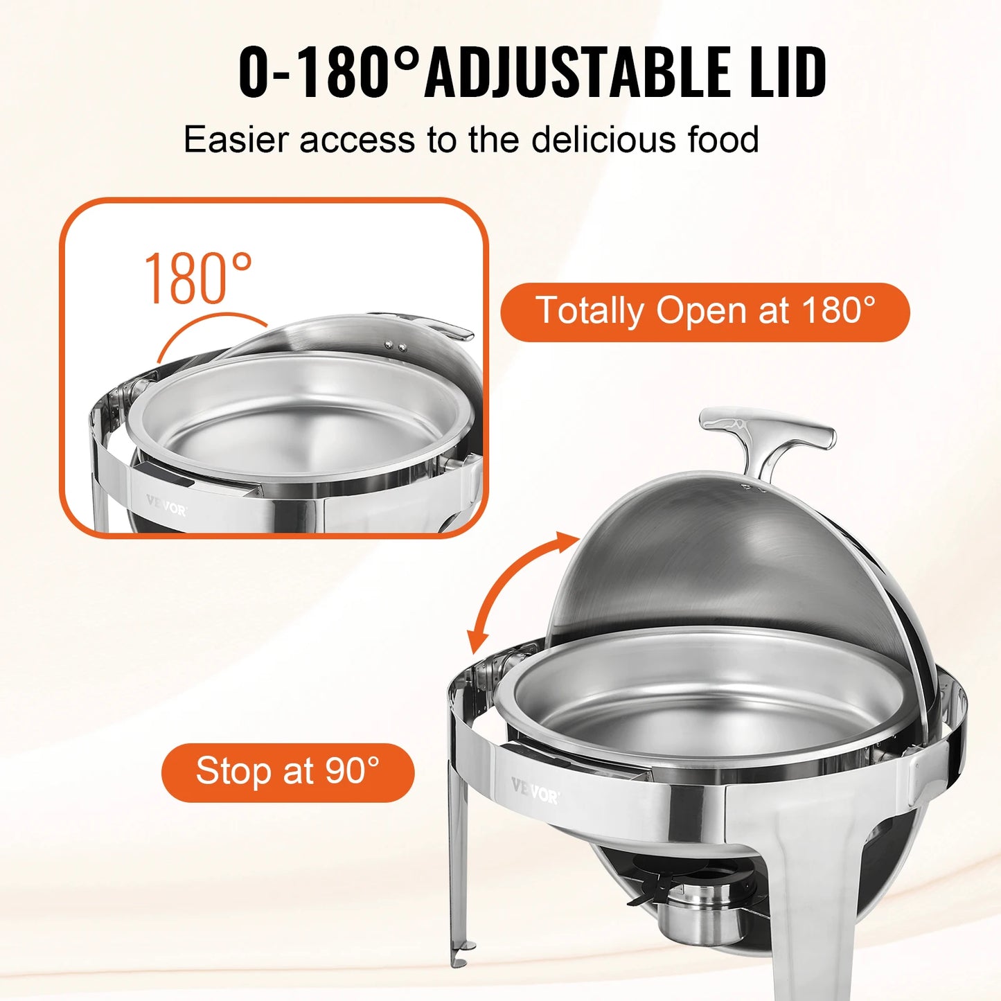 SucceBuy Roll Top Chafing Dish Buffet Set Stainless Steel Chafer With Two Pans