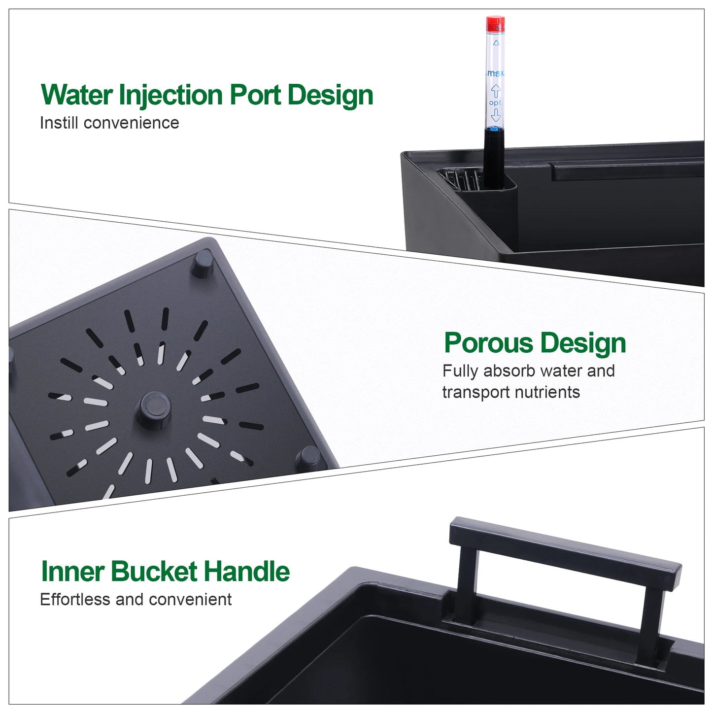 2pcs Planters Outdoor Indoor Planter Pots, High Front Porch Planter Pots with Drainage Holes Auto Watering, Convenience Instill