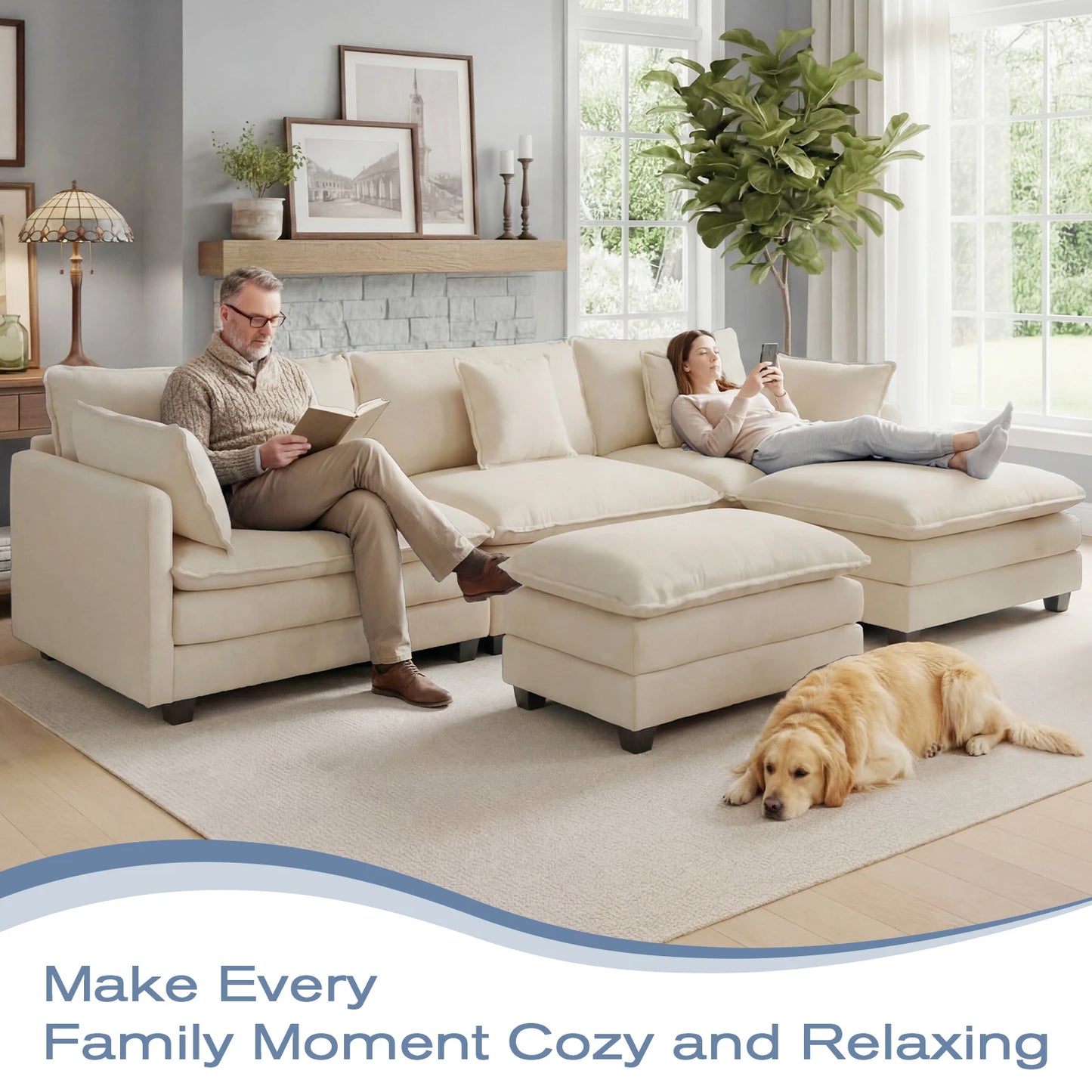 Redlife Modular Sectional Sofa With Ottoman Metal Frame