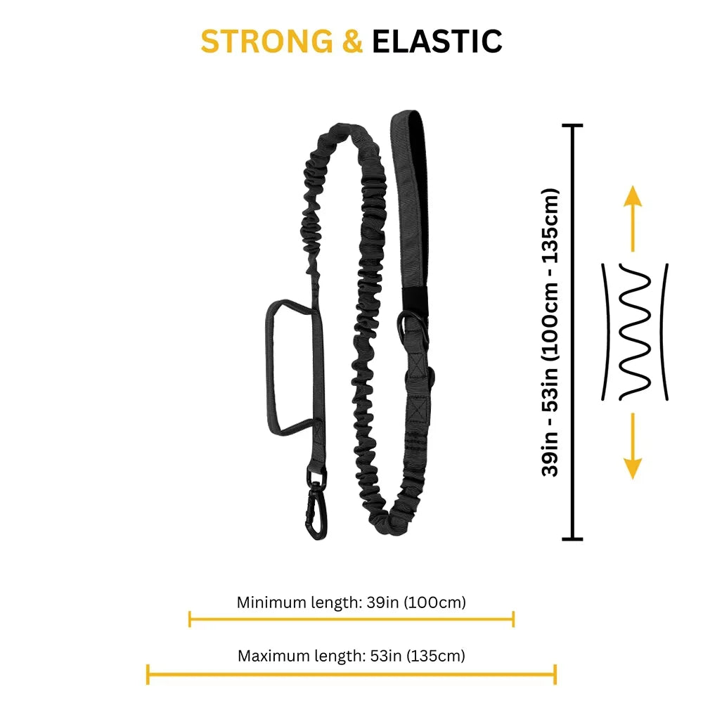 Military Style Dog Leash With Adjustable Length And Quick Release Elastic Rope
