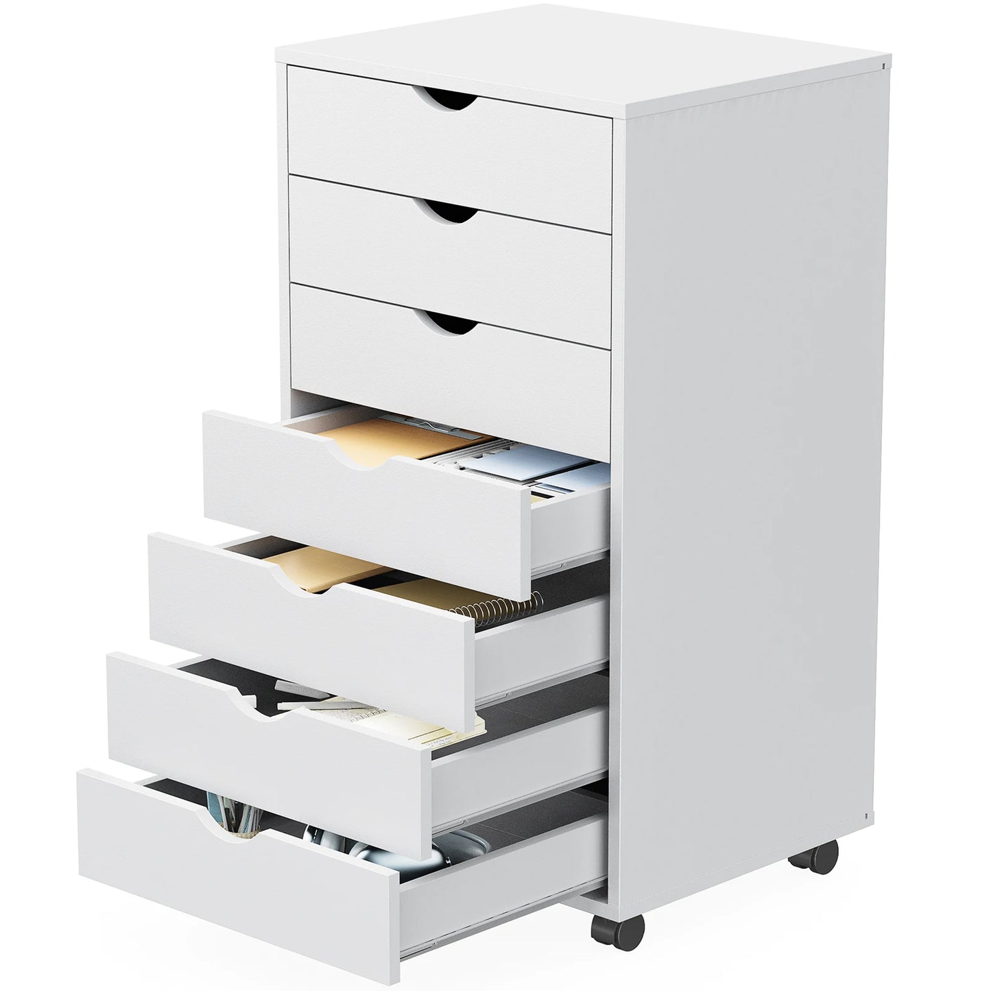 JHK 7 Drawer Chest Nightstand Storage Cabinet On Wheels