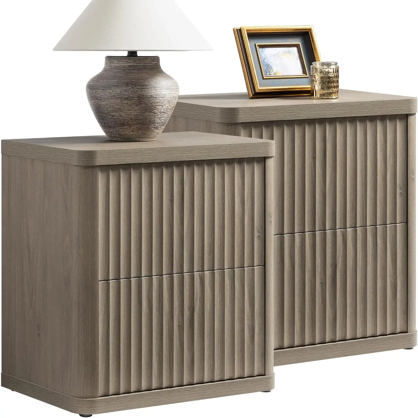 Frame Nightstands Set of 2 Modern Bedside Tables with Drawers