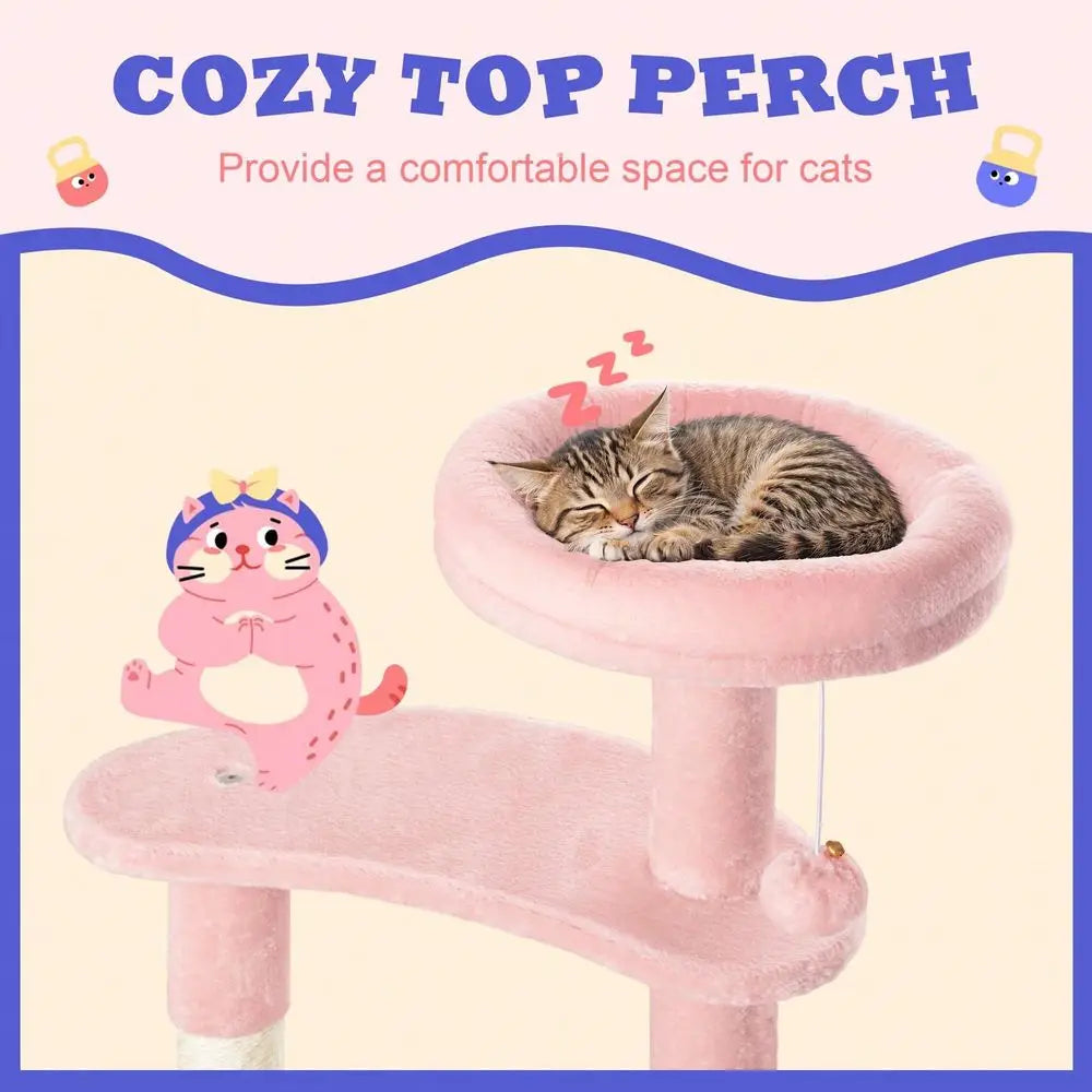 XMSJ Cat Tree With Plush Perches And Sisal Posts Tower