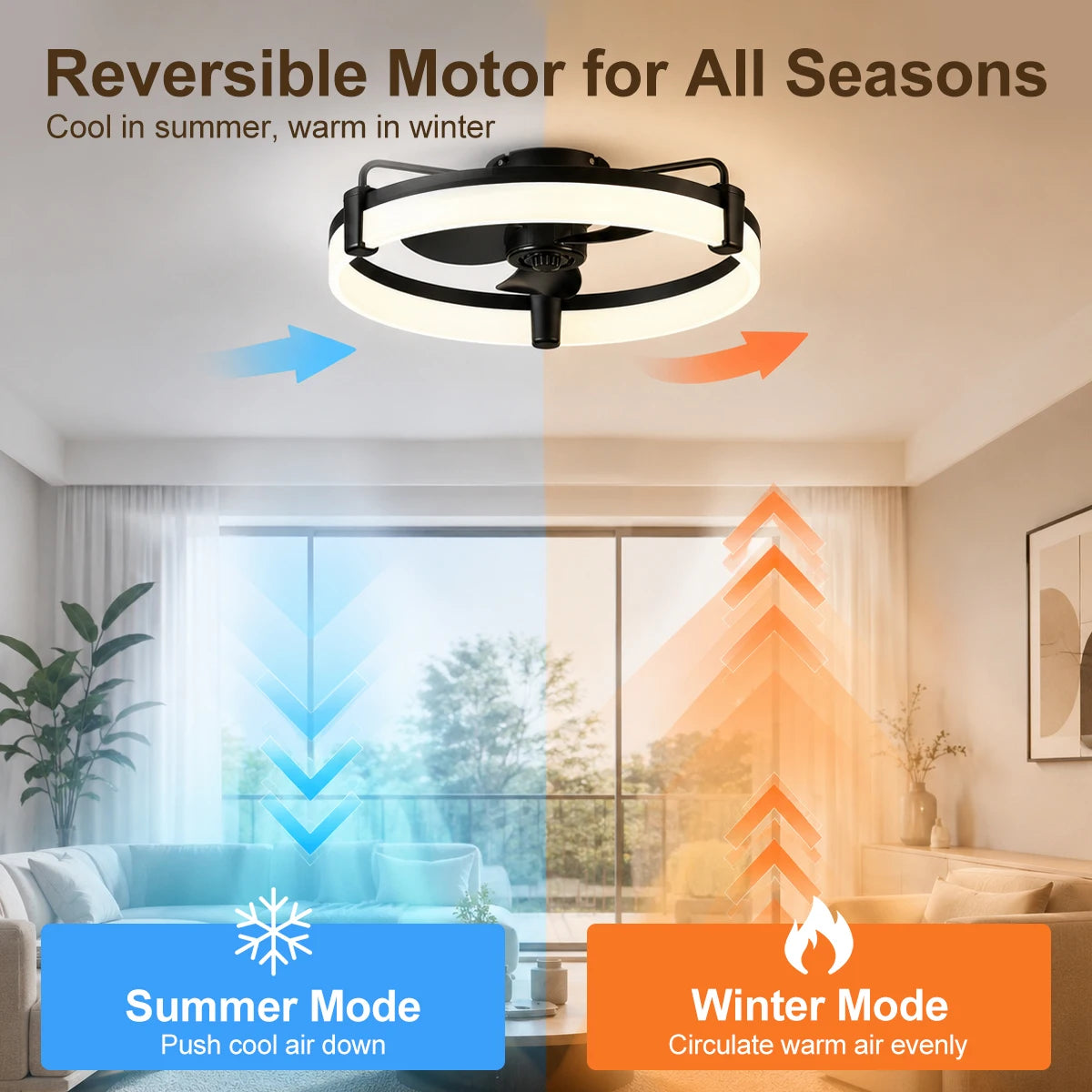 Aiopp Ultra Quiet LED Ceiling Fan With Dimmable 6 Speeds