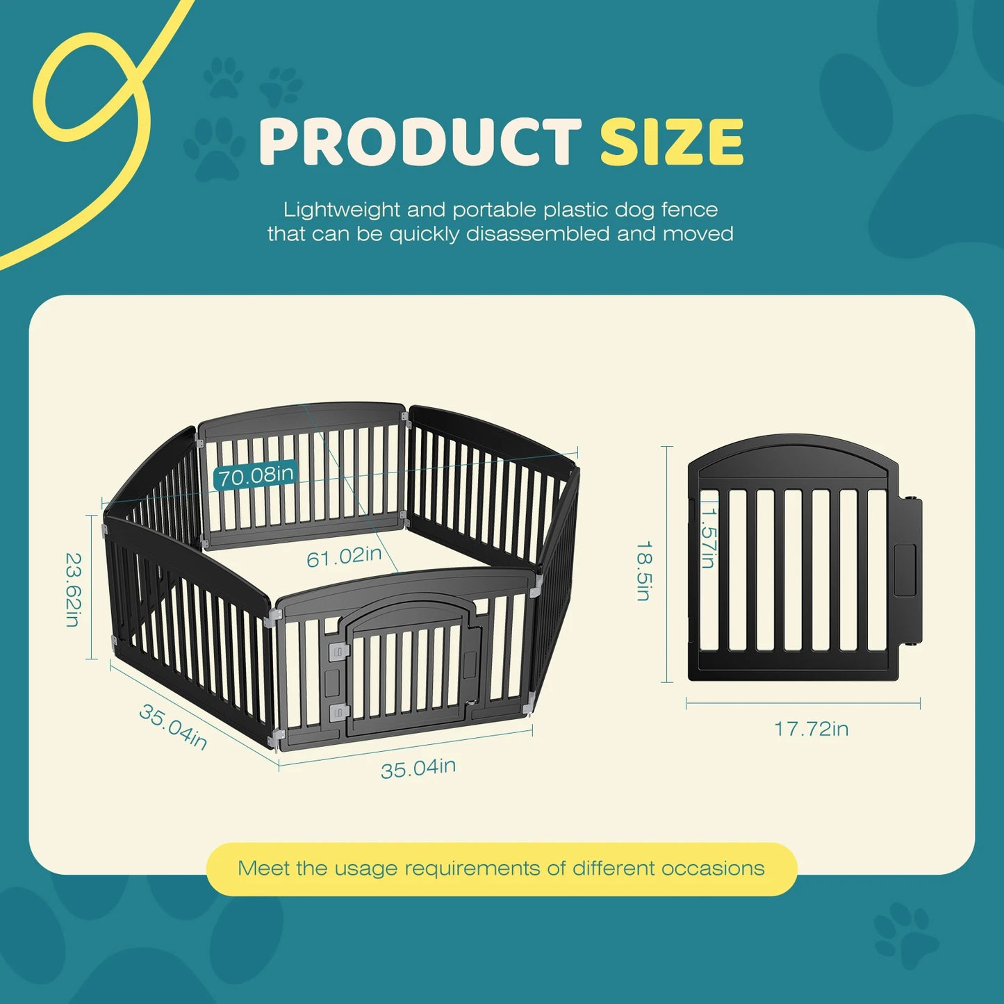 JHK Plastic Dog Playpen 6 Panel Expandable Pet Fence For Medium Dogs