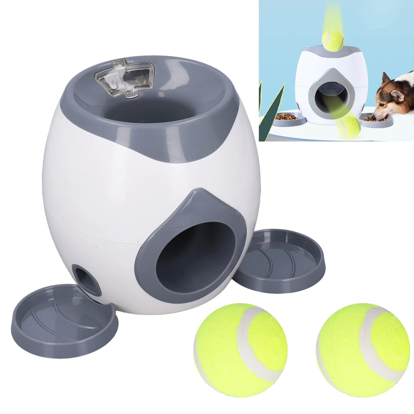 Dog Tennis Ball Feeding Toy For Training With Two Balls