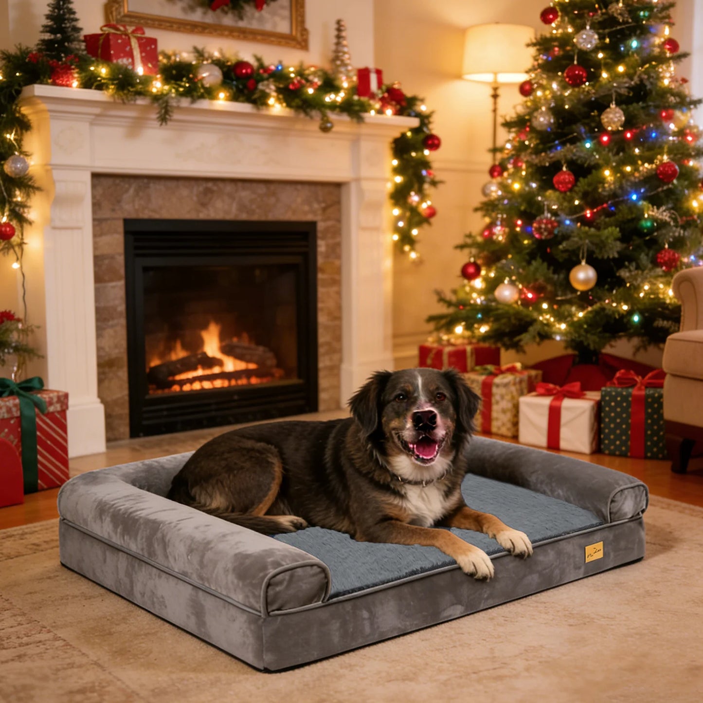 BORWART Calming Orthopedic Memory Foam Dog Bed with Waterproof Cover