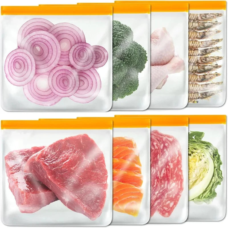 8 Pack Freezer Bags Reusable Silicone Food Storage Bags