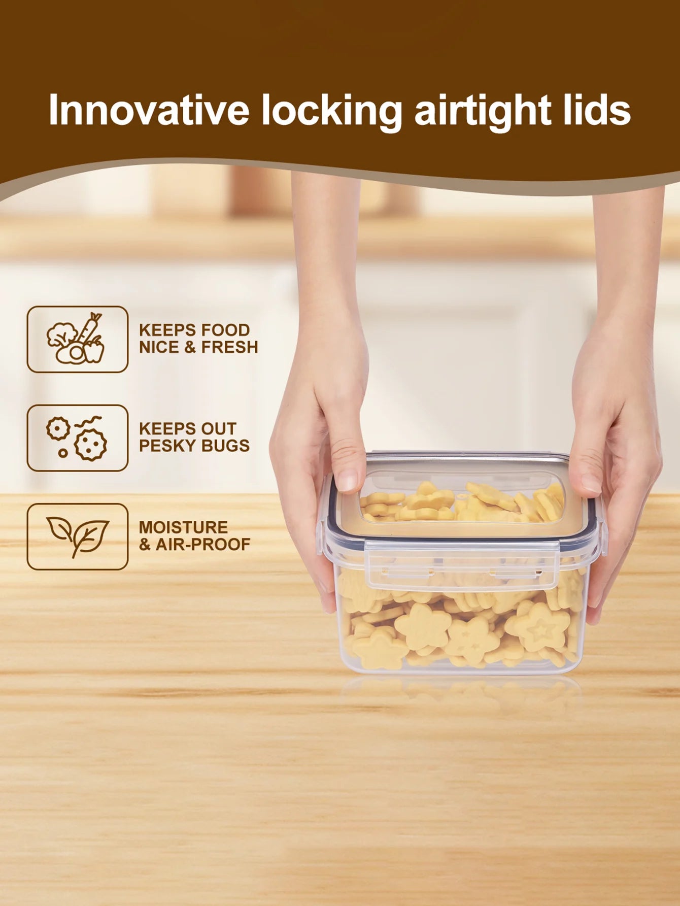 48pcs,Sealed food storage containers with LIDS, plastic kitchen pantry, dry cargo jars of lactose, grain, flour, sugar, labeled