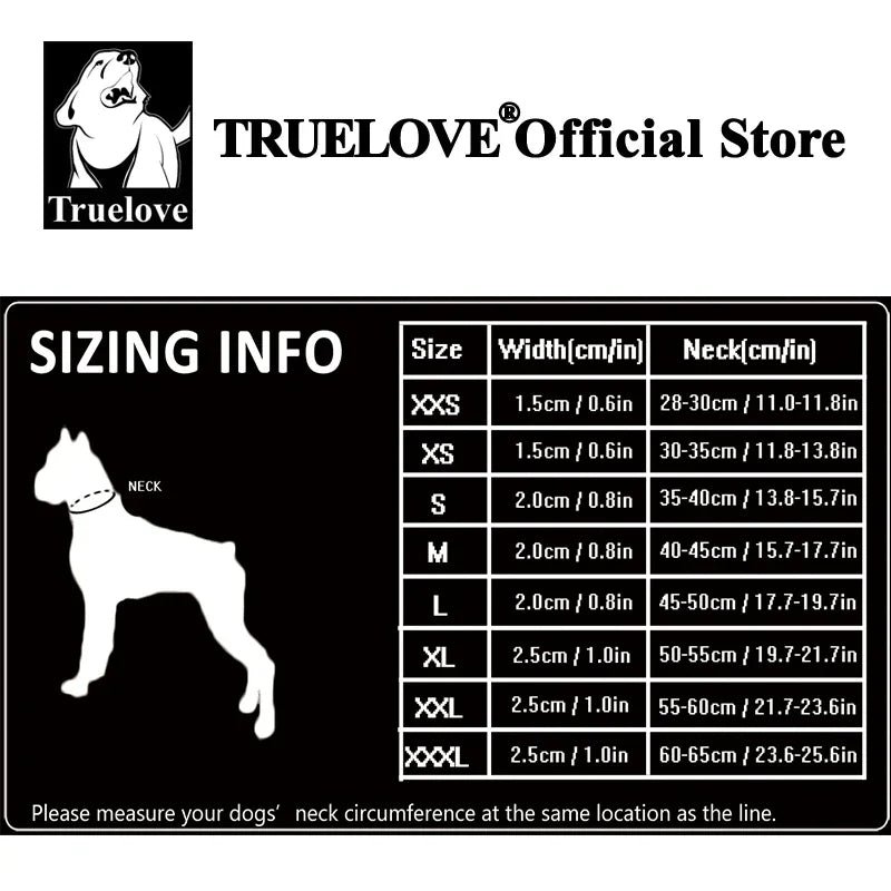 TrueLove Nylon Adjustable Dog Collar Padded Reflective Heavy Duty Training