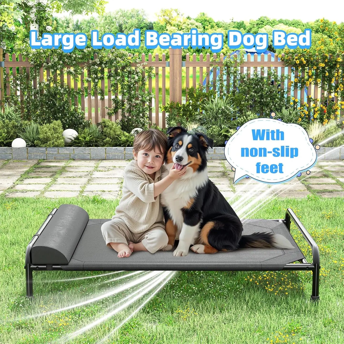 Elevated Dog Bed for Large Dogs Cooling Pet Cot Outdoor