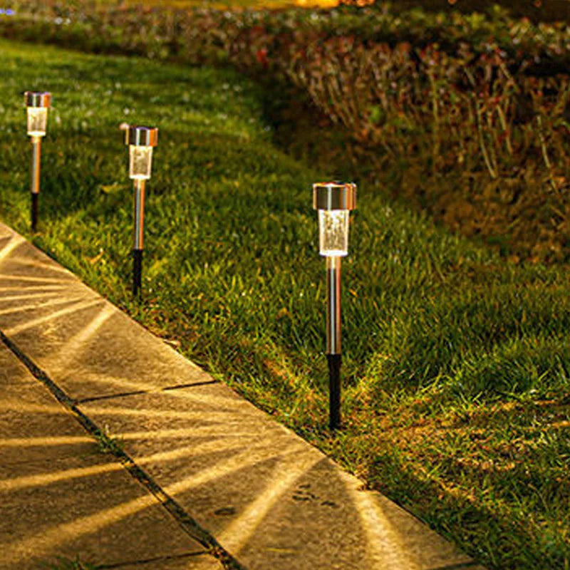 5pcs   Lawn Light Solar Ground Plug Light Stainless Steel Small Tube Light Outdoor Landscape Lighting For Backyard Patio