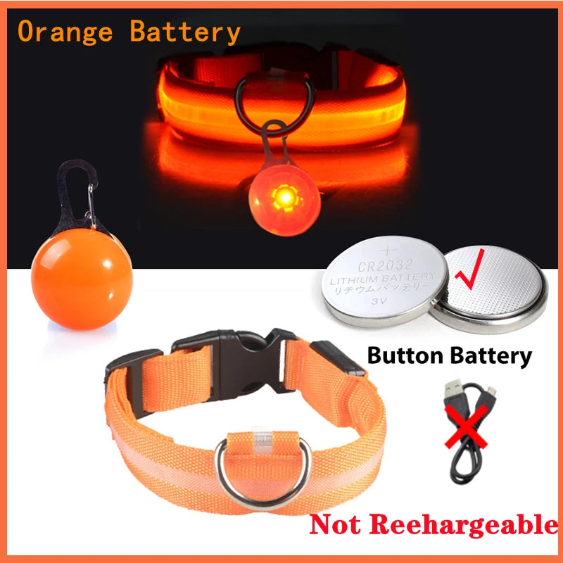Usb Charging Glowing Dog Collar With Pendant Led Light Safety
