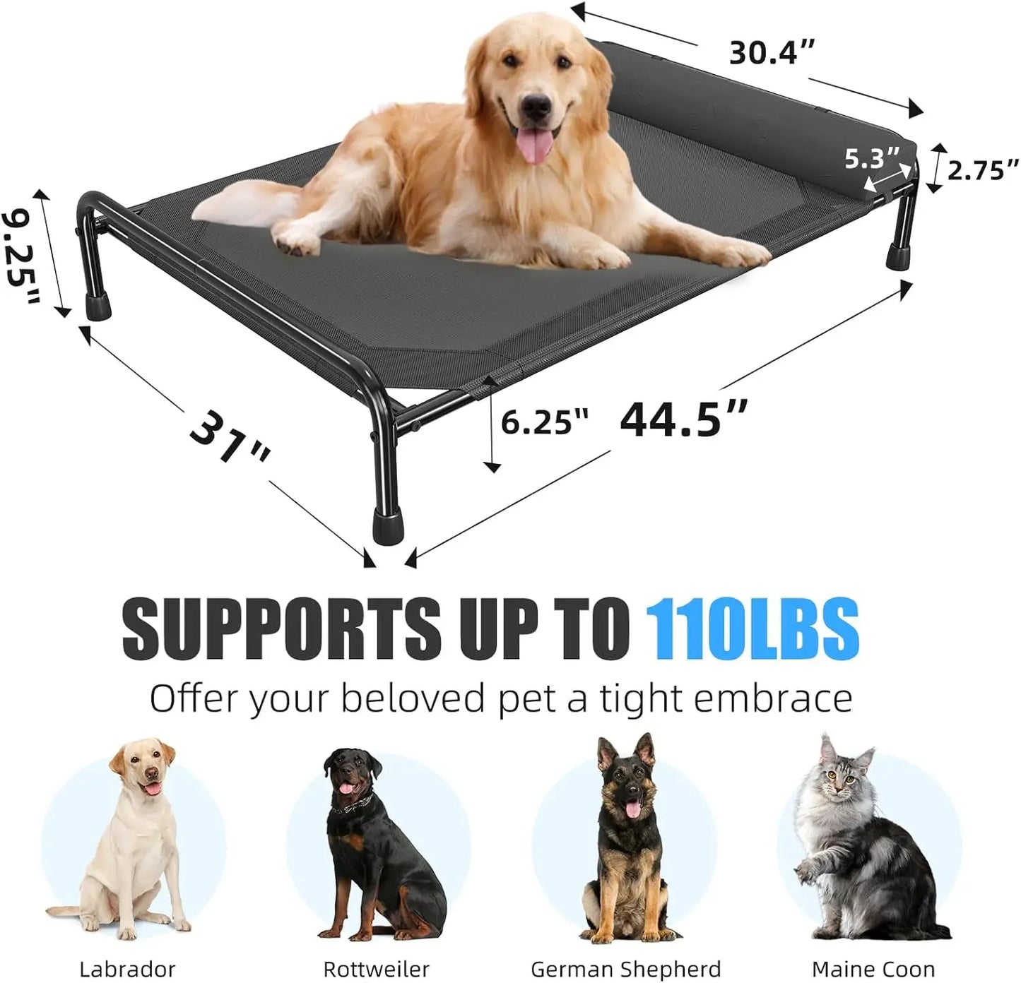 Elevated Dog Bed for Large Dogs Cooling Pet Cot Outdoor