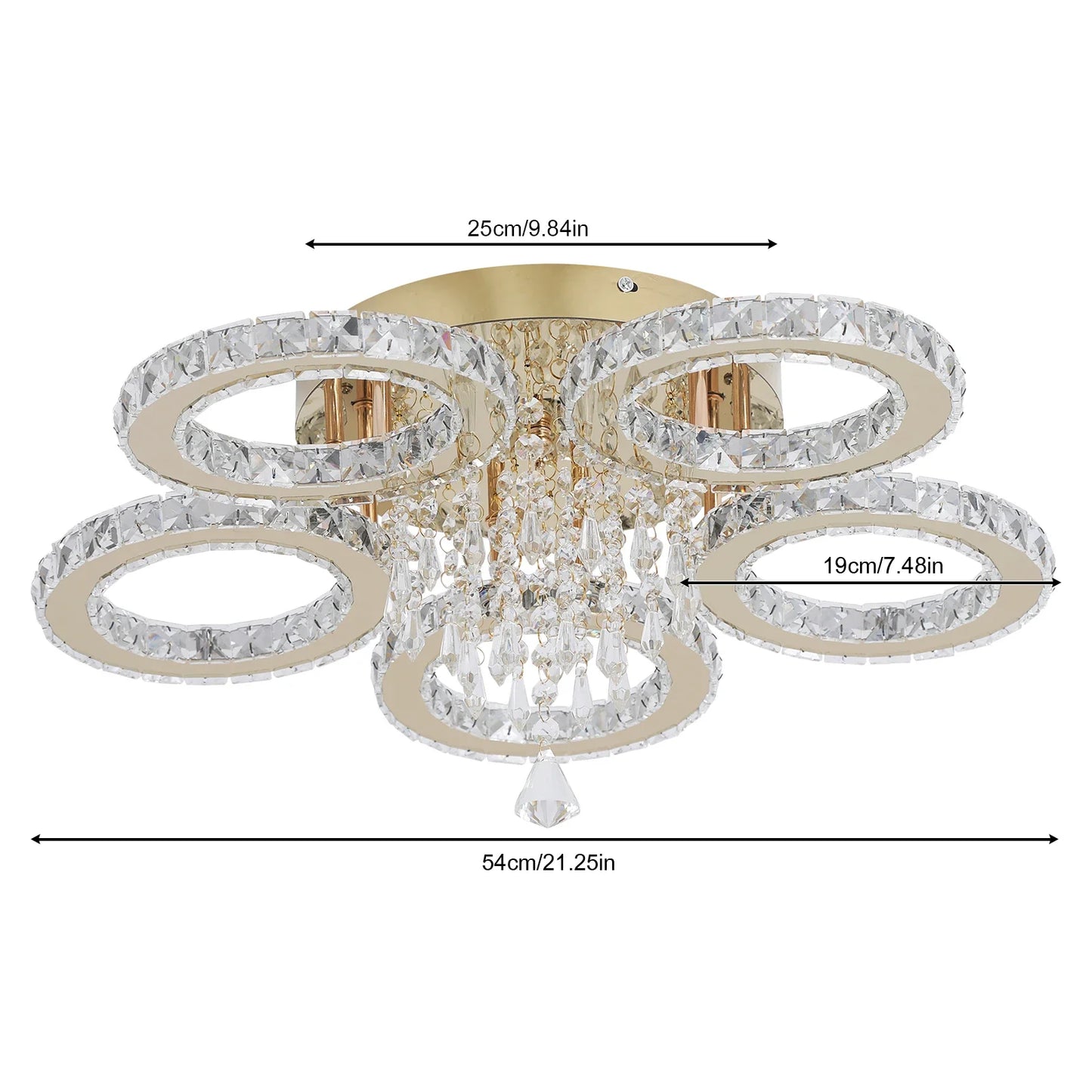 VETRULUS Crystal LED Ceiling Chandelier for Living Room