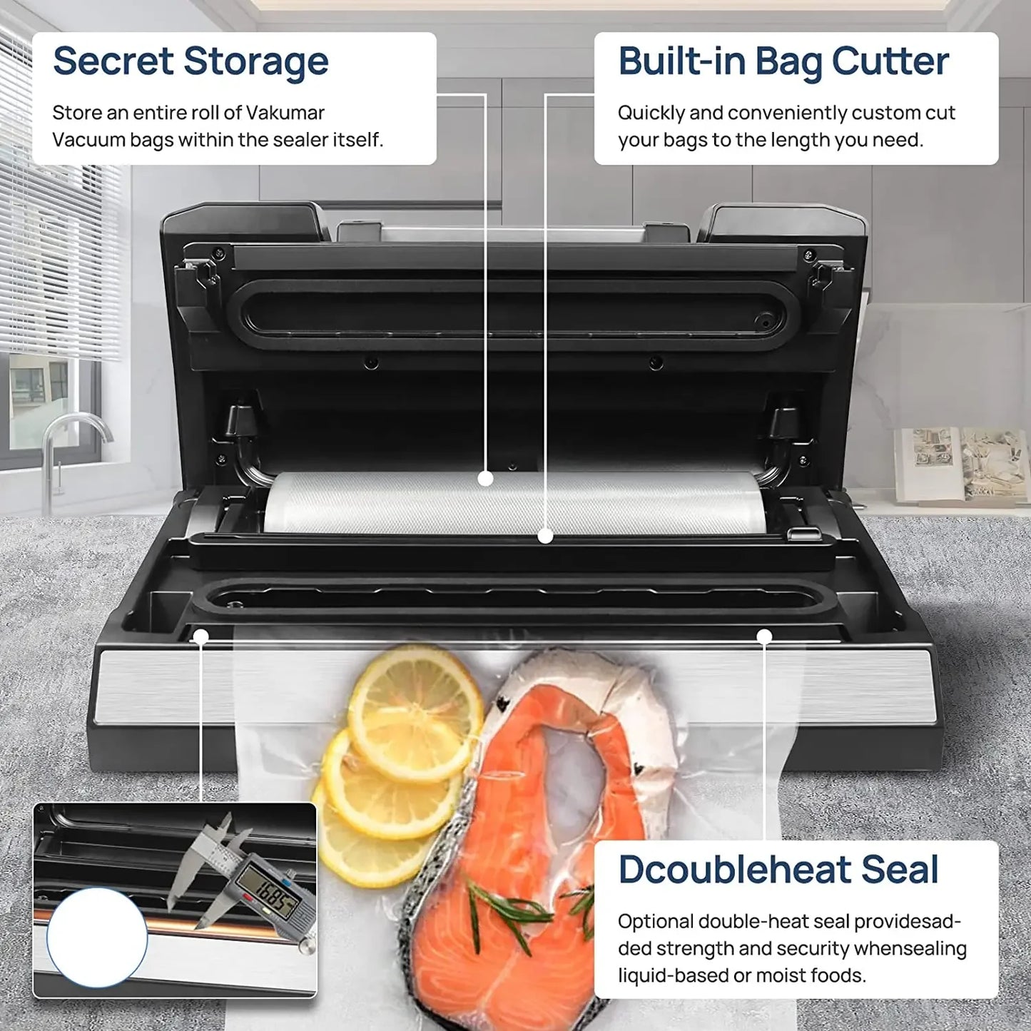 Vakumar VH5186 Vacuum Sealer Machine With 2 Rolls Included