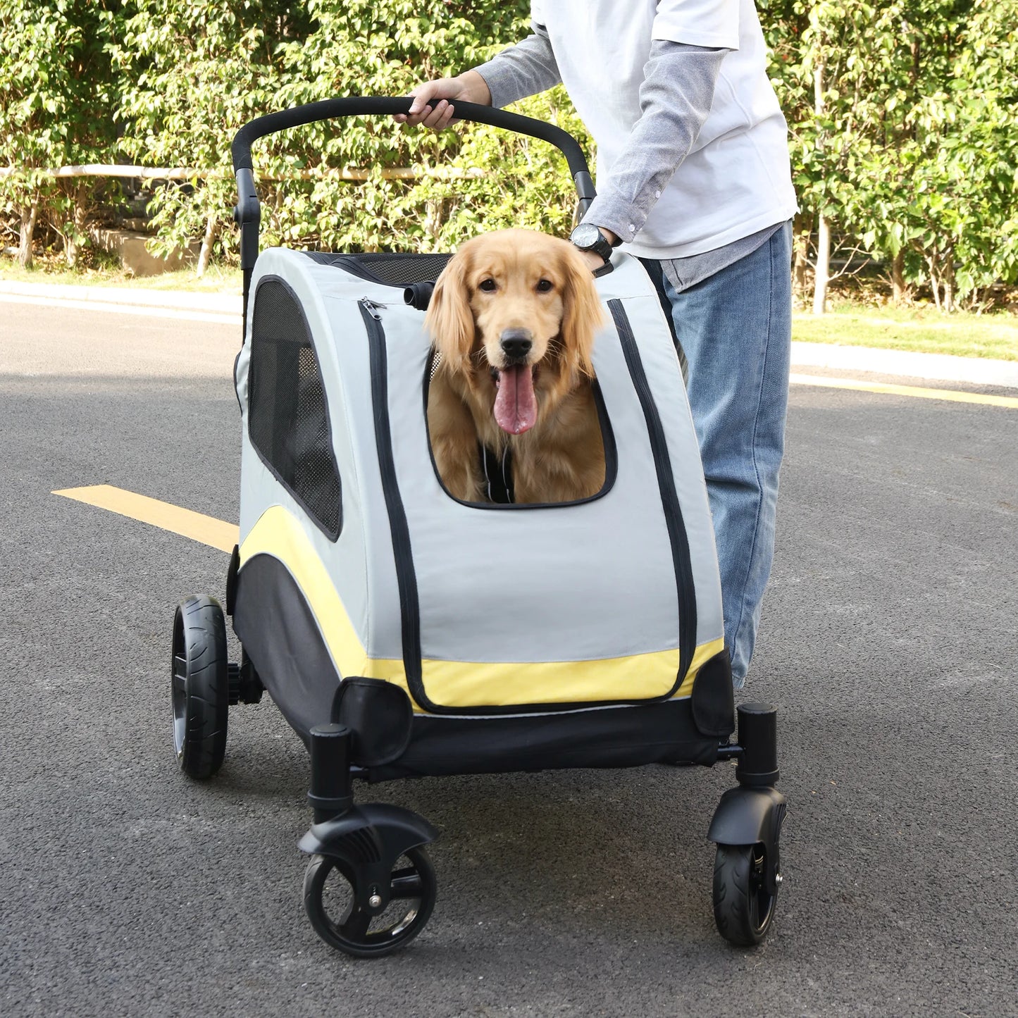 Portable Four Wheel Dog Stroller Foldable Travel Carrier All Breeds