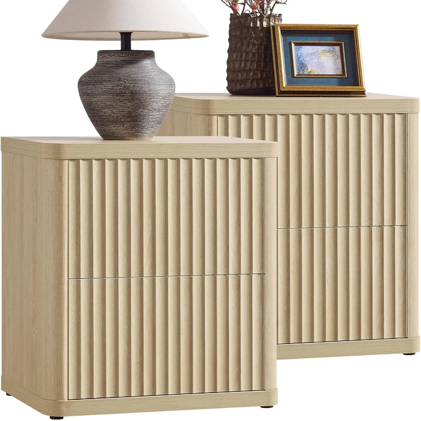 Frame Nightstands Set of 2 Modern Bedside Tables with Drawers