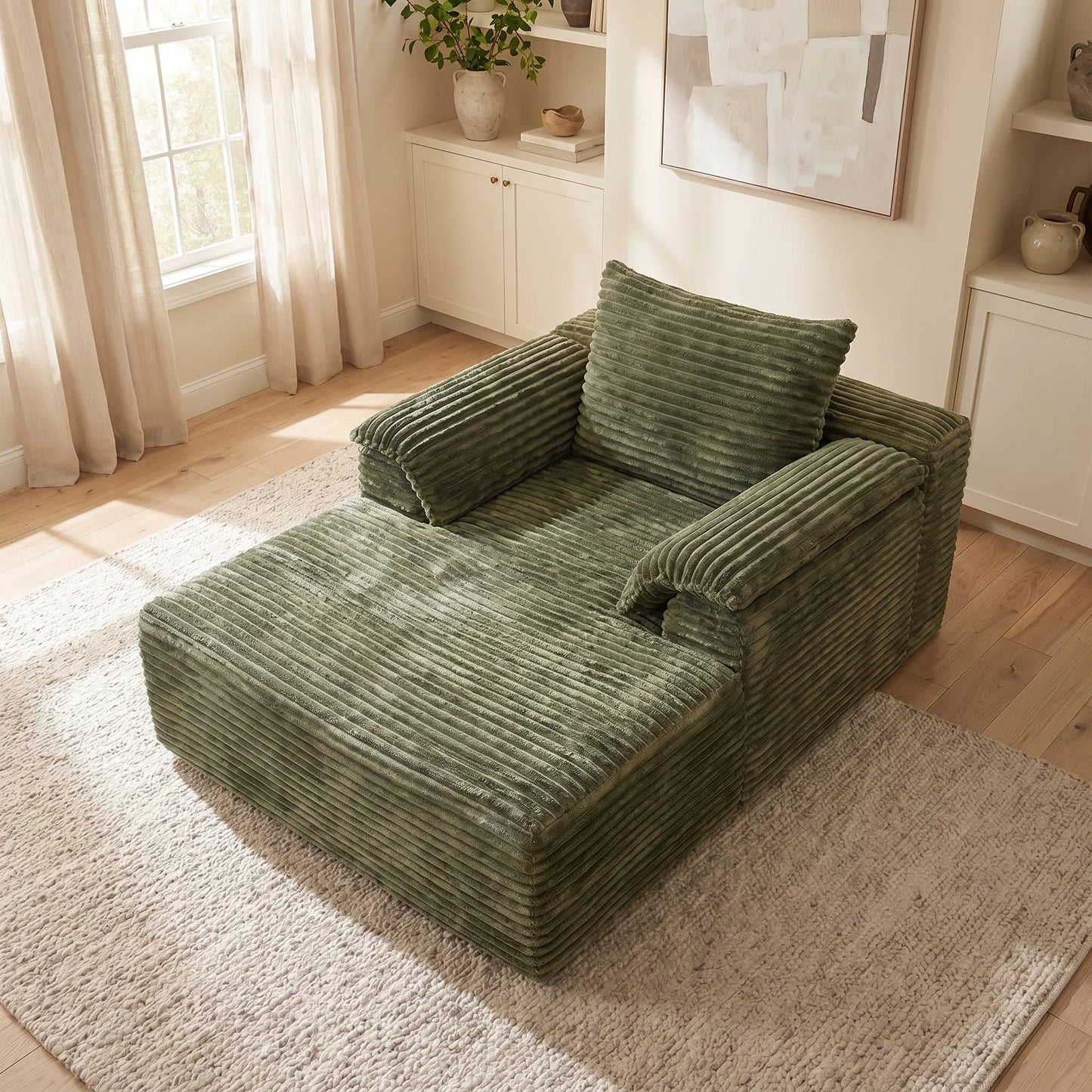 Corduroy Sofa Bed With Armrests And Pillows Reading Chair