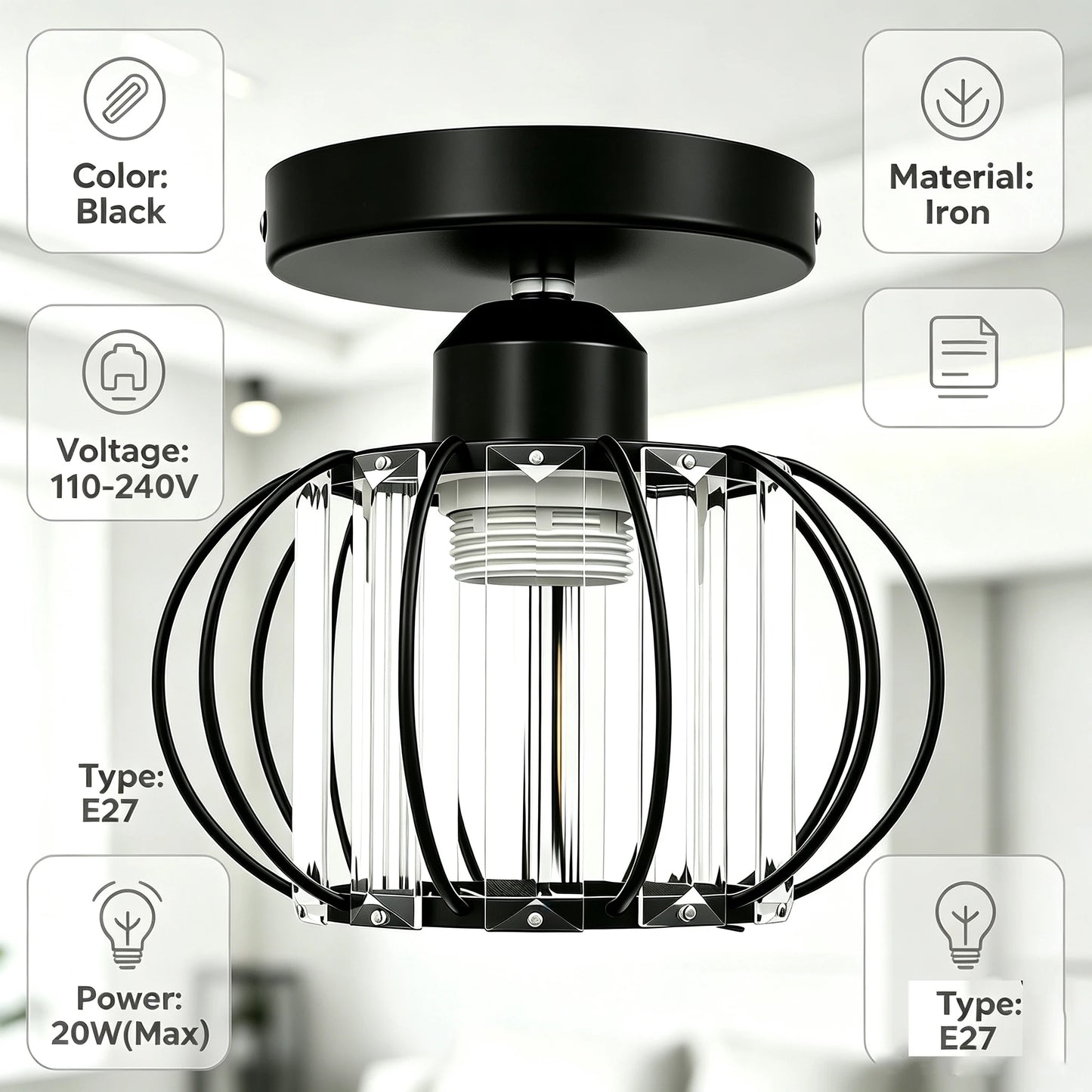 Modern Semi Flush Mount Ceiling Light Fixture