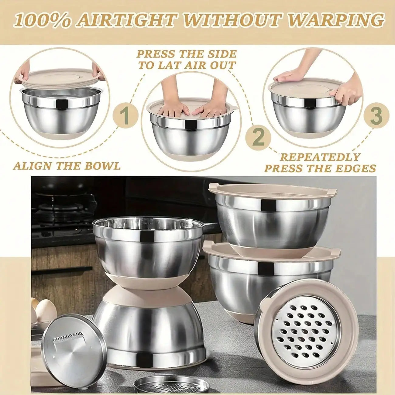 Stainless Steel Mixing Bowls Set With Lids 26 Pieces