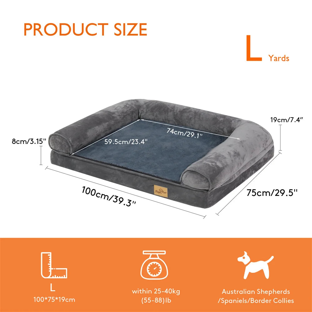 BORWART Calming Orthopedic Memory Foam Dog Bed with Waterproof Cover
