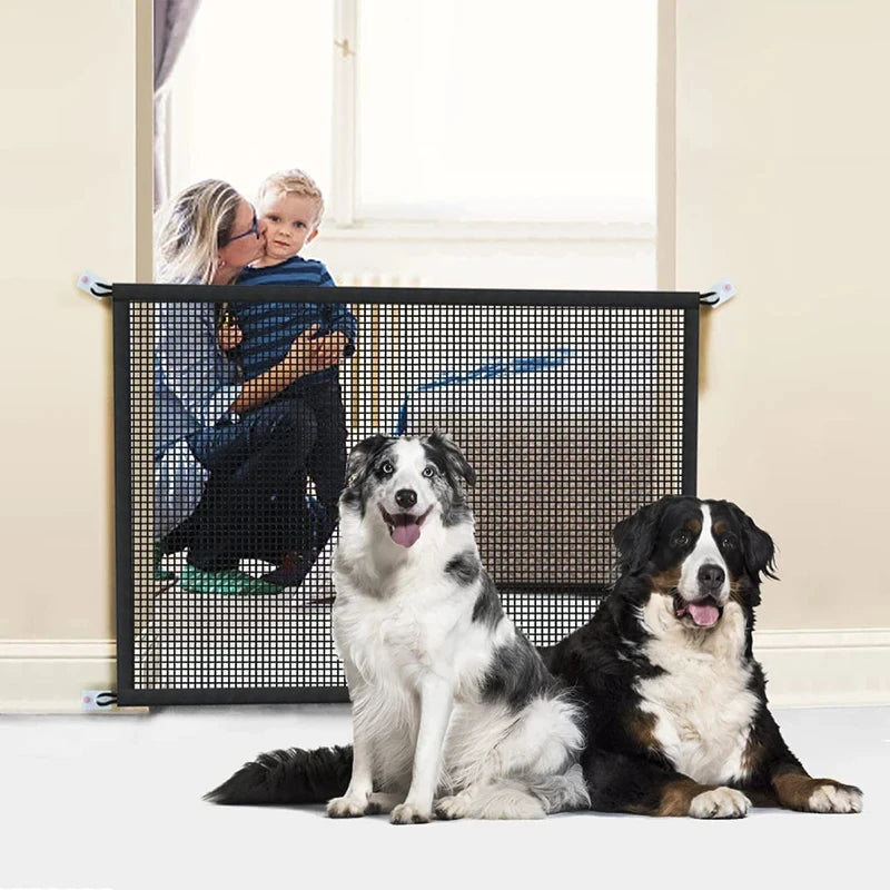 Foldable Breathable Mesh Dog Barrier Fence With 4 Hooks Playpen