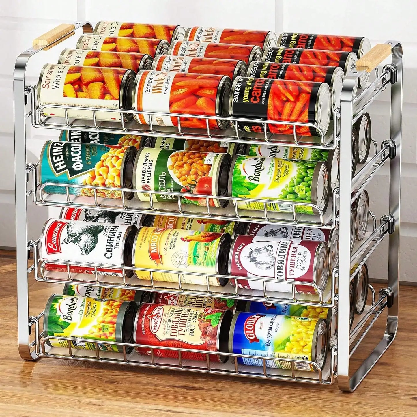 2-Pack Two-Tier Stackable Can Organizer For Pantry And Kitchen
