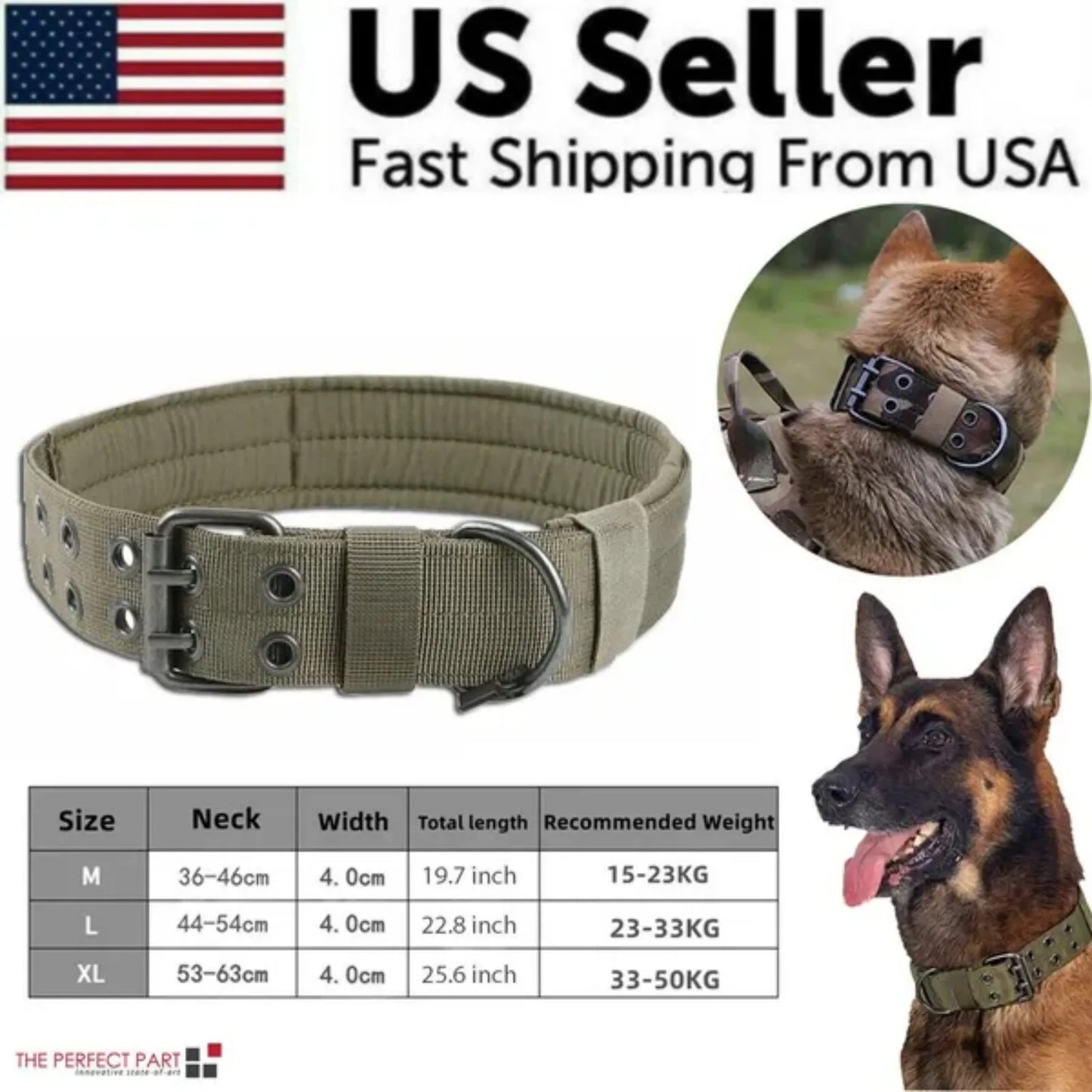 Tactical Nylon Dog Collar With Heavy Duty Metal Buckle
