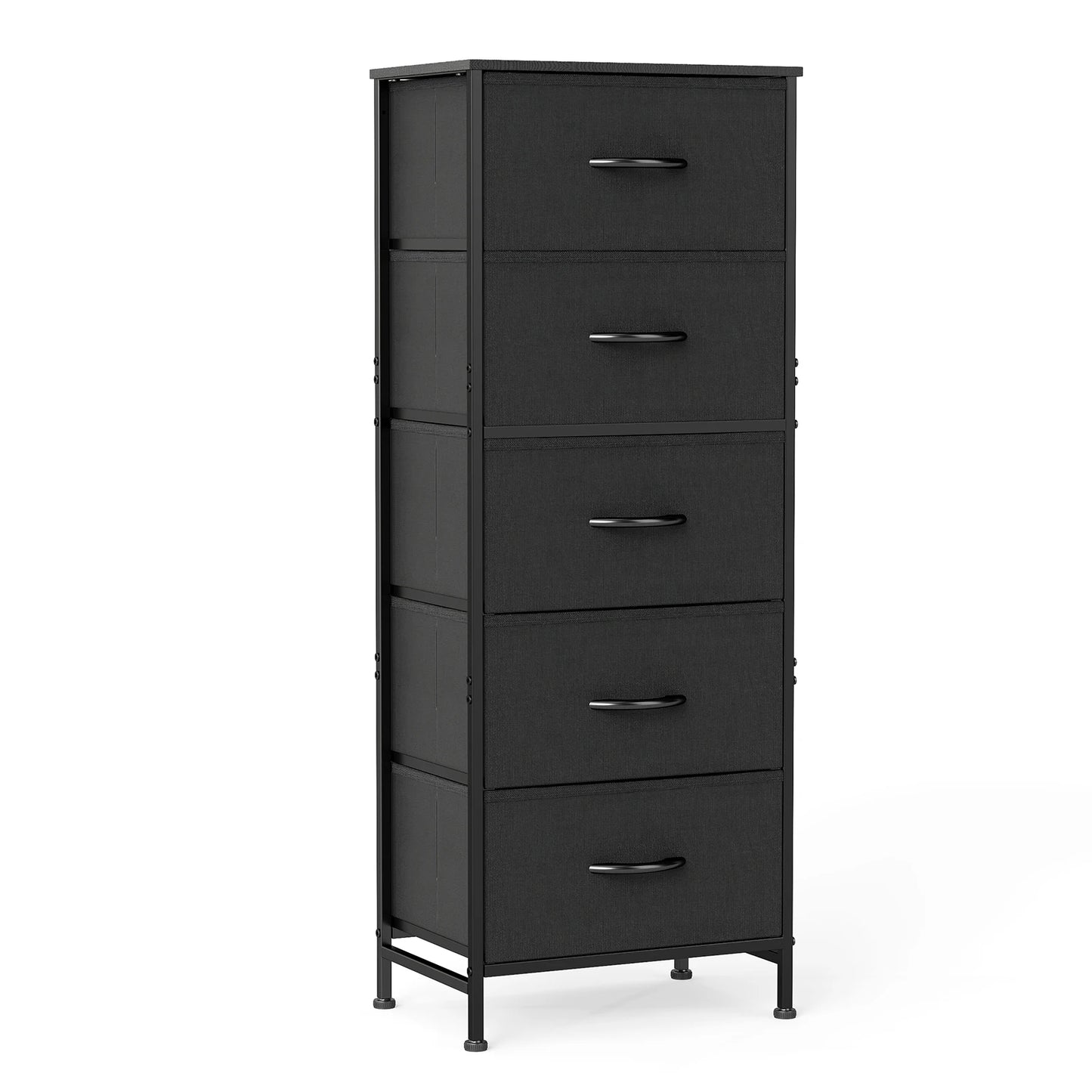 JHK Modern Dresser With Fabric Drawers On Steel Frame