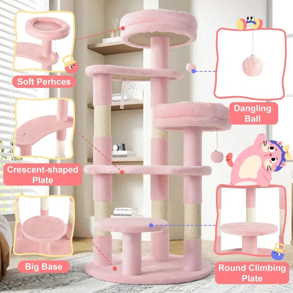 XMSJ Cat Tree With Plush Perches And Sisal Posts Tower