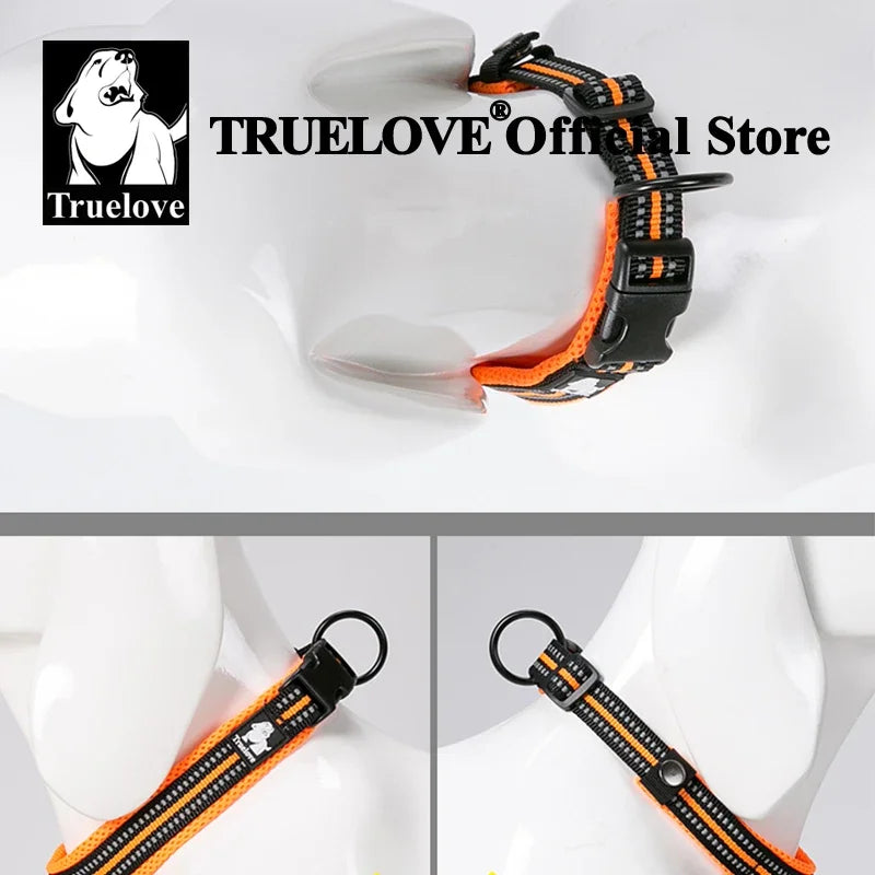 TrueLove Nylon Adjustable Dog Collar Padded Reflective Heavy Duty Training