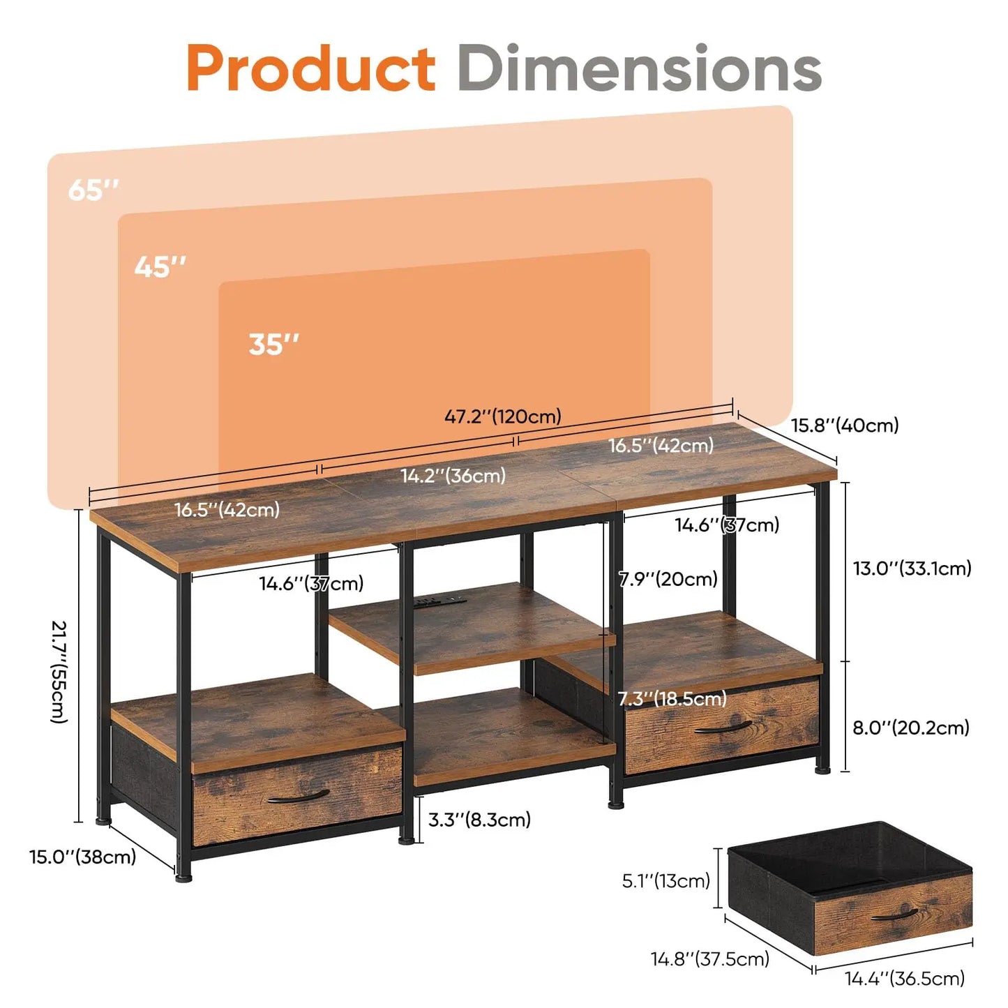 JHK Wooden TV Stand For Living Room Entertainment Center