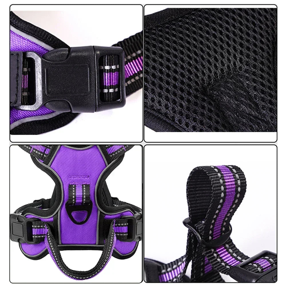 Adjustable Reflective Nylon Dog Harness Vest Soft Breathable No Pull