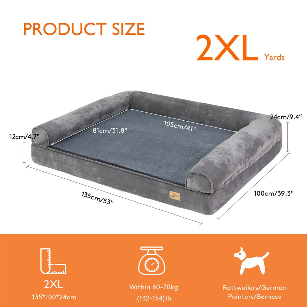 BORWART Calming Orthopedic Memory Foam Dog Bed with Waterproof Cover