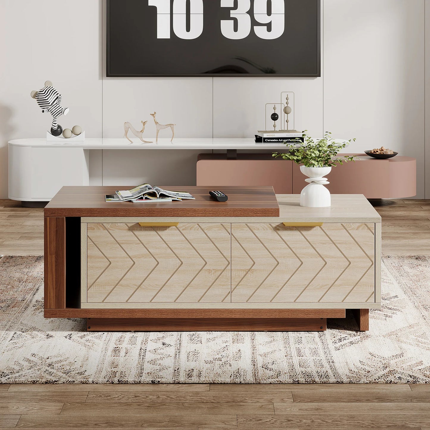 Tribesigns Extendable Coffee Table With Two Drawers