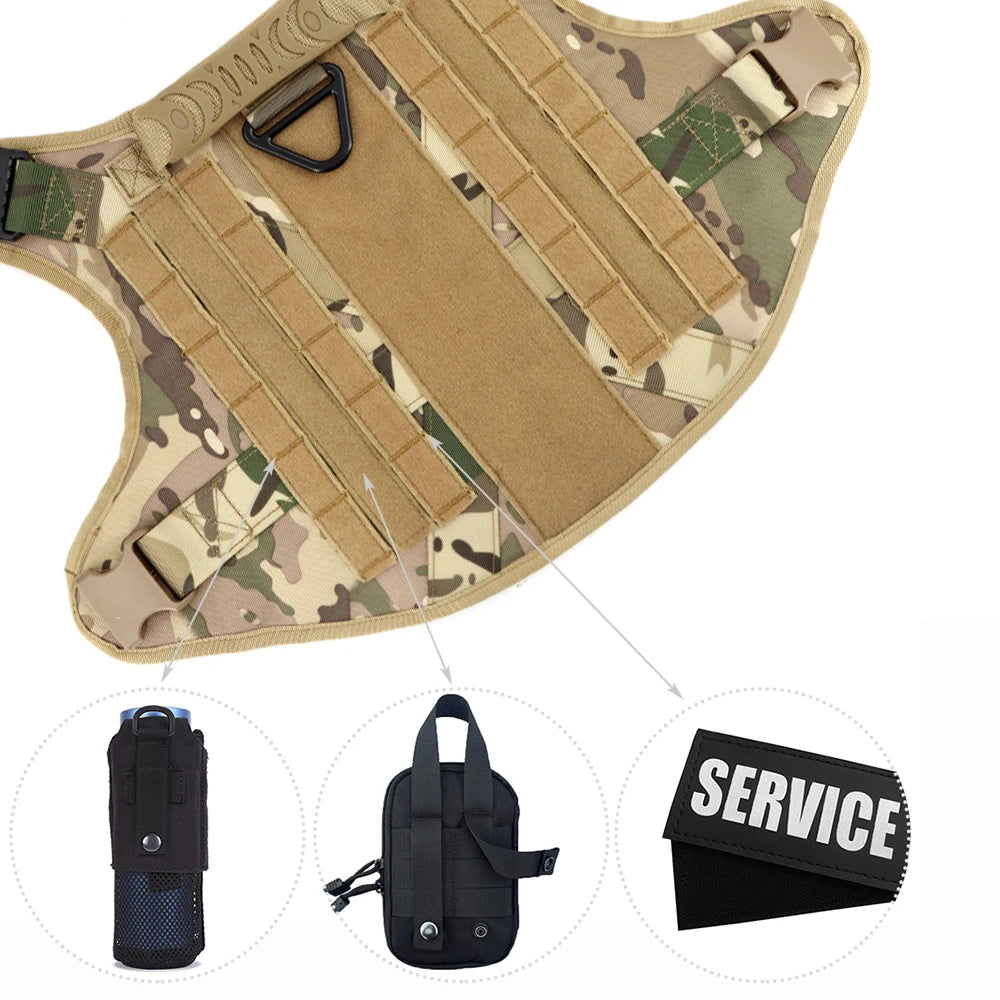 PETRAVEL Tactical Dog Harness Set for Large Dogs No Pull