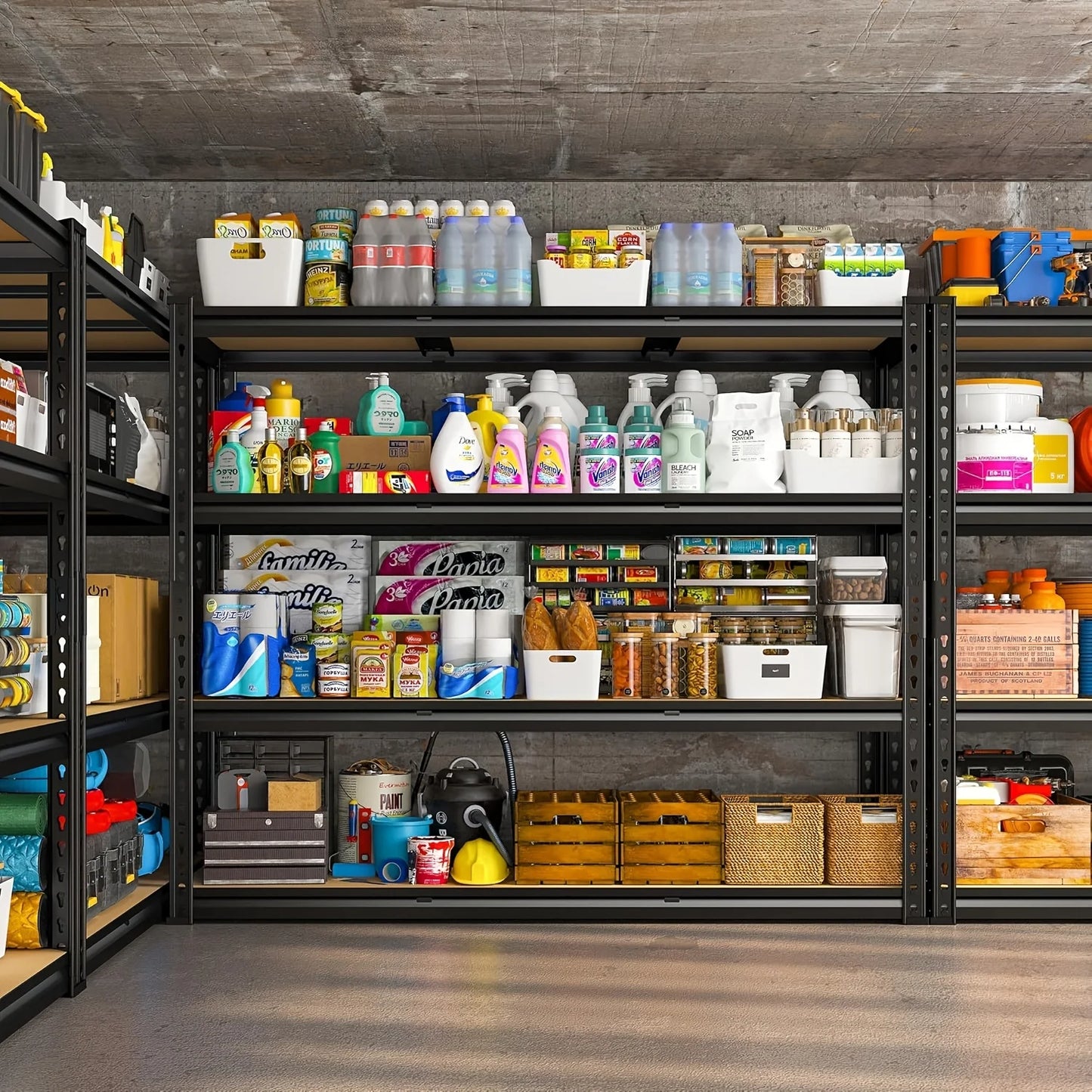 48.2" W Garage Shelving Heavy Duty Metal Shelving 3000LBS Storage Shelves Adjustable Metal Shelf Industrial Pantry Shelves For B