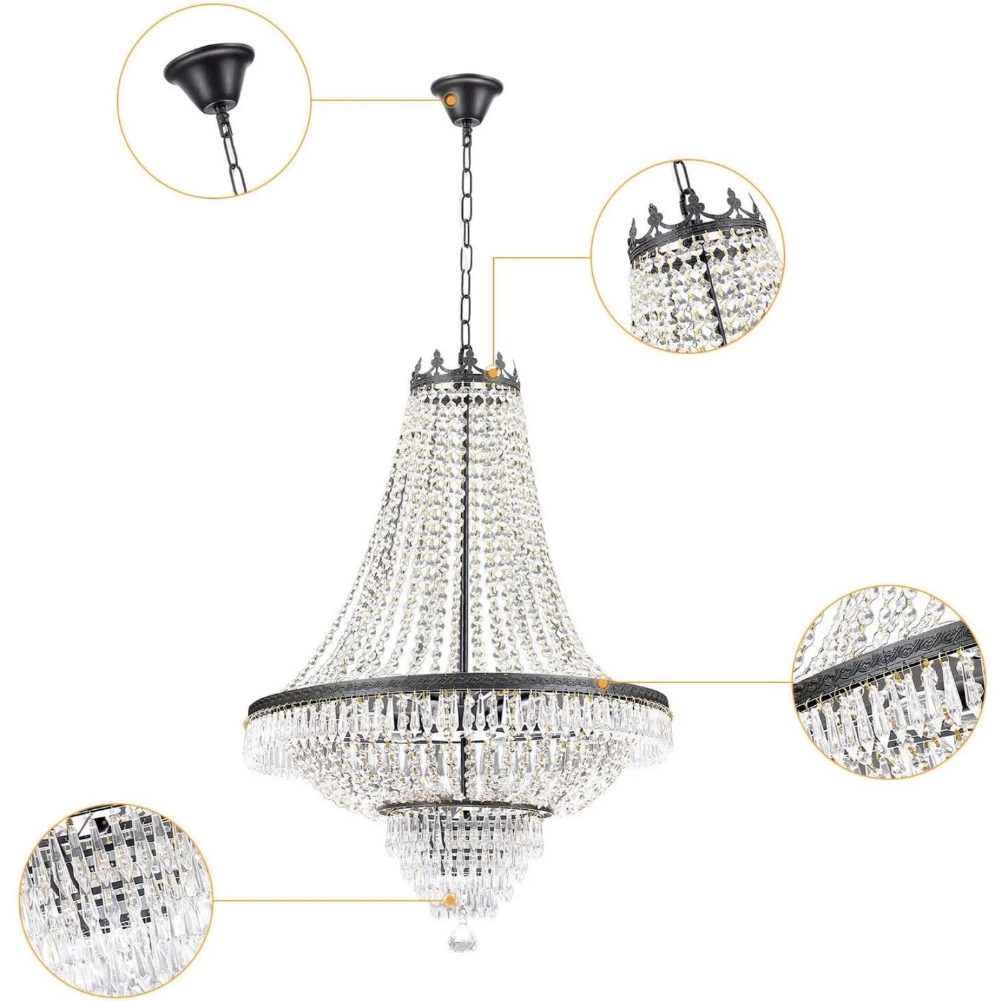 9 Light French Empire Crystal Chandelier Pendant Lamp
