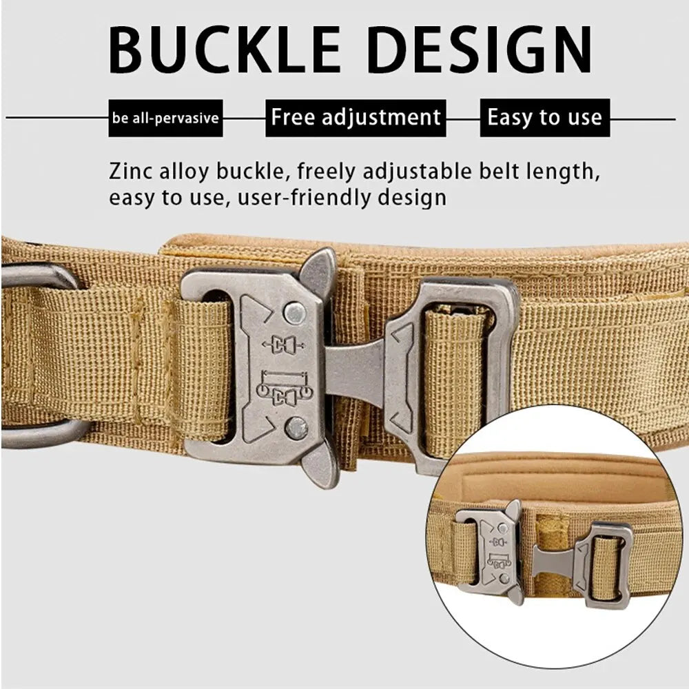 Outdoor Tactical Nylon Dog Collar With Metal Buckle