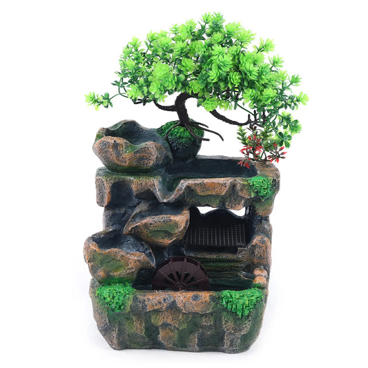 Indoor Water Fountain With Color Changing LED Zen Desk Decor