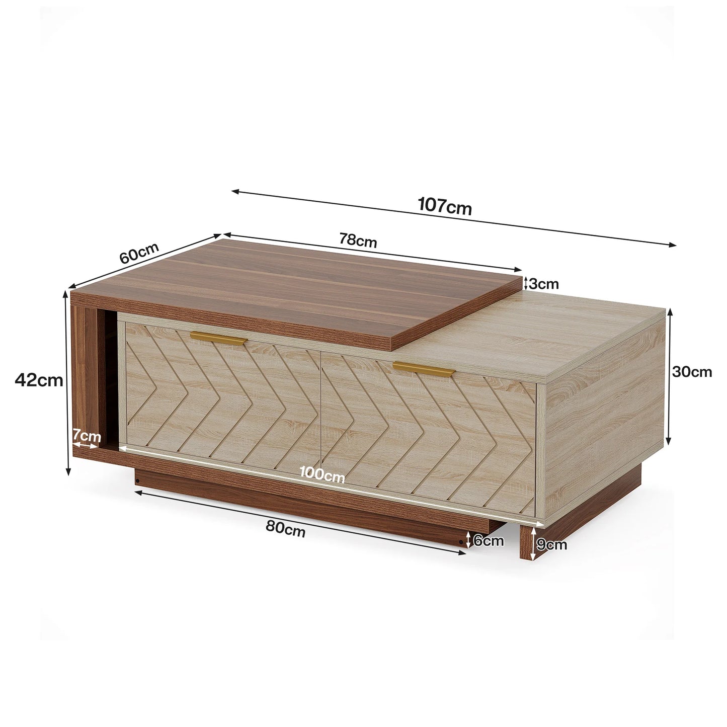 Tribesigns Extendable Coffee Table With Two Drawers