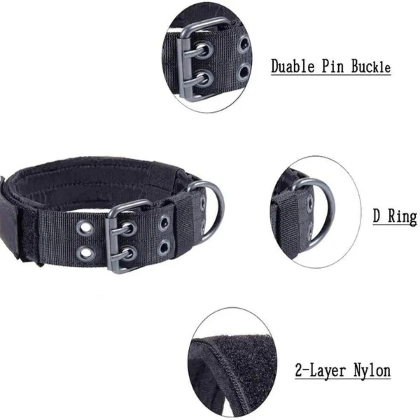 Tactical Nylon Dog Collar With Heavy Duty Metal Buckle